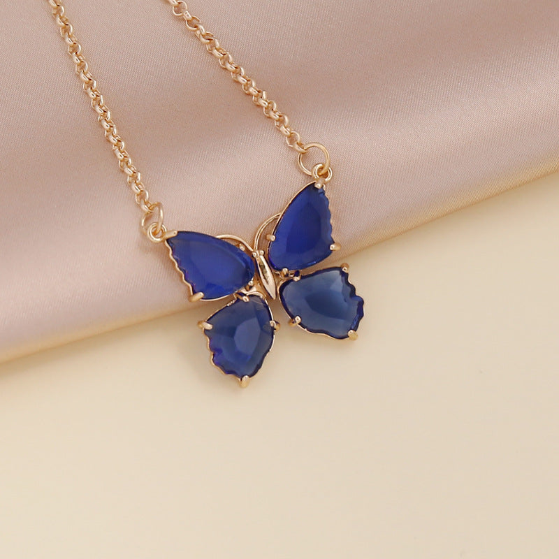 Wholesale Multicolor Zircon Butterfly Necklace